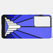 Art deco zon in blauw samsung galaxy hoesje (Linkerkant)