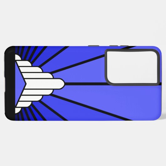 Art deco zon in blauw samsung galaxy hoesje (Linkerkant)