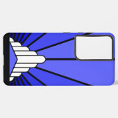 Art deco zon in blauw samsung galaxy hoesje (Achterkant horizontaal)