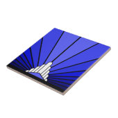 Art deco zon in blauw tegeltje (Zijkant)