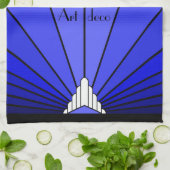 Art deco zon in blauw theedoek (Gevouwen)