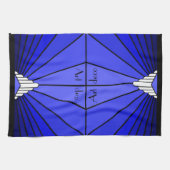 Art deco zon in blauw theedoek (Horizontaal)