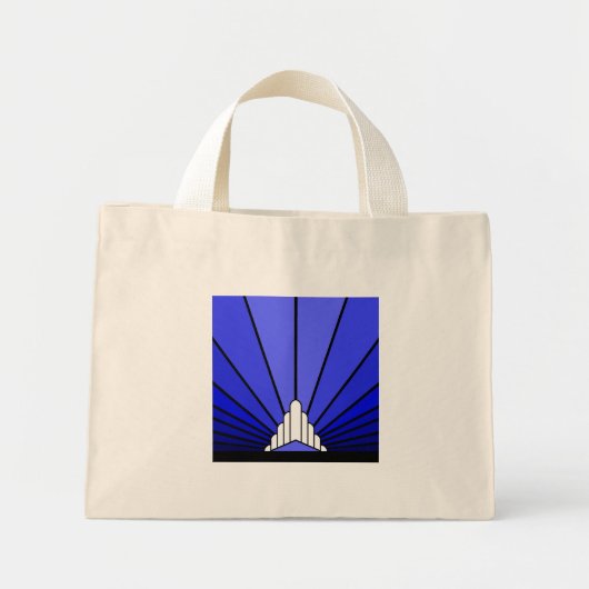 Art deco zon in blauwe Canvas tas (Voorkant)