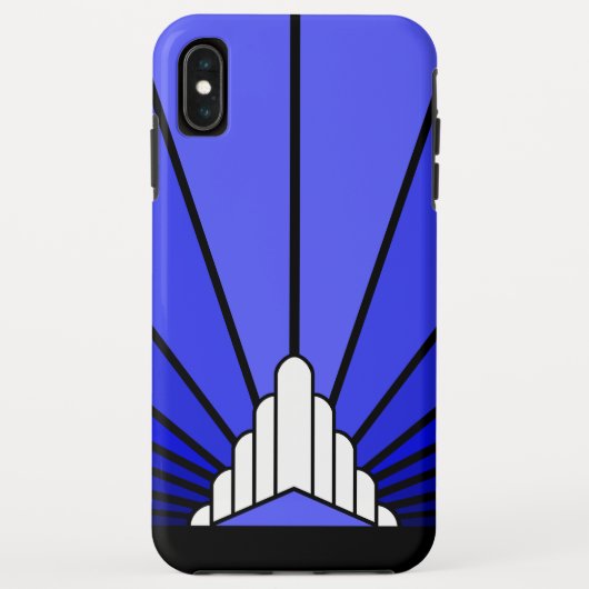 Art deco zon in blauwe iPhone / iPad hoesje (Achterkant)