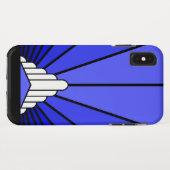 Art deco zon in blauwe iPhone / iPad hoesje (Achterkant (horizontaal))