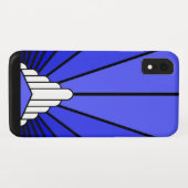 Art deco zon in blauwe iPhone / iPad hoesje (Achterkant (horizontaal))