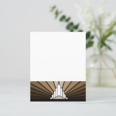 Art deco zon in bruin papier blad (Staand voorkant)