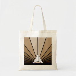Art deco zon in bruine Canvas tas