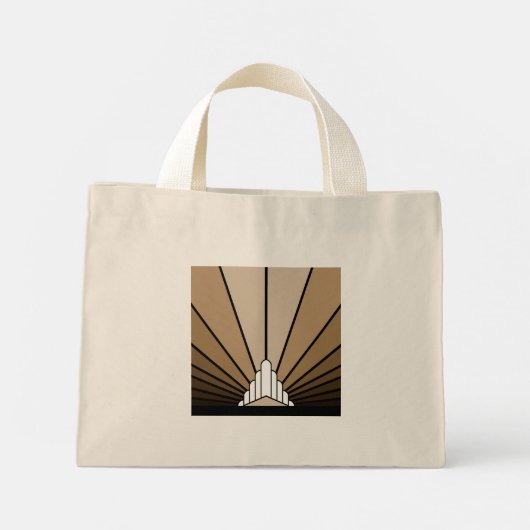 Art deco zon in bruine Canvas tas (Achterkant)