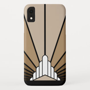 Art deco zon in bruine iPhone / iPad hoesje