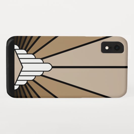 Art deco zon in bruine iPhone / iPad hoesje (Achterkant (horizontaal))