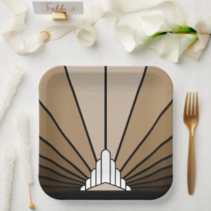 Art deco zon in bruine papieren Bord