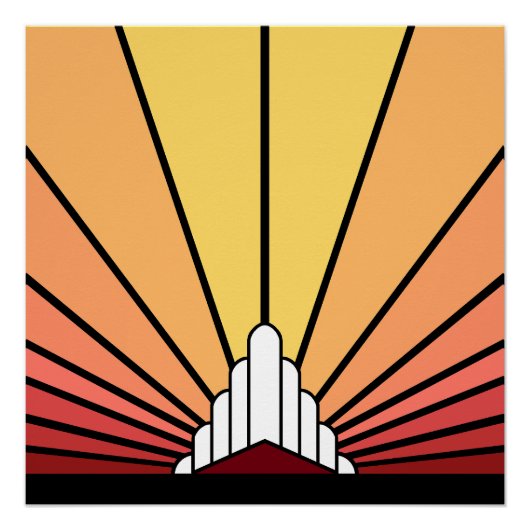 Art deco zon in de ochtend perfect poster (Voorkant)