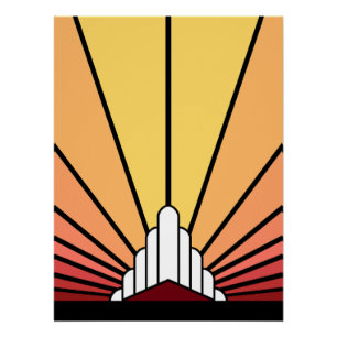Art deco zon in de ochtend perfect poster