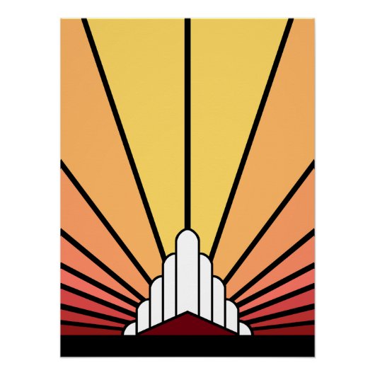 Art deco zon in de ochtend perfect poster (Voorkant)
