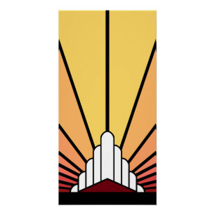 Art deco zon in de ochtend perfect poster