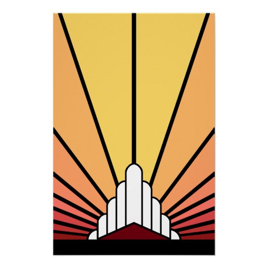 Art deco zon in de ochtend perfect poster (Voorkant)