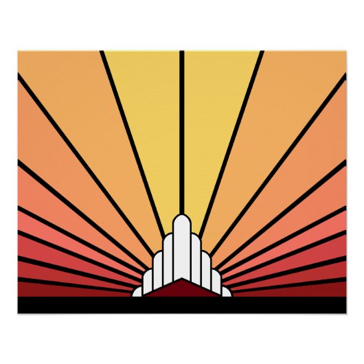 Art deco zon in de ochtend perfect poster (Voorkant)