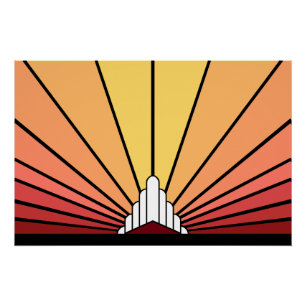Art deco zon in de ochtend perfect poster