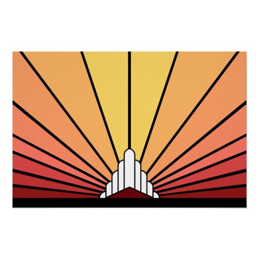 Art deco zon in de ochtend perfect poster (Voorkant)