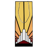 Art deco zon in de ochtend wijn cadeautas (Achterkant)