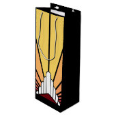 Art deco zon in de ochtend wijn cadeautas (Voorkant Gekanteld)