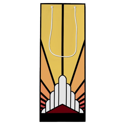 Art deco zon in de ochtend wijn cadeautas (Voorkant)