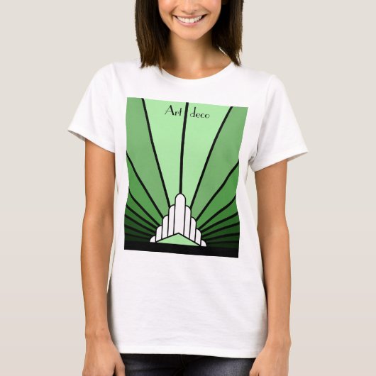 Art deco zon in groen T-shirt (Voorkant)