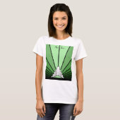 Art deco zon in groen T-shirt (Voorkant volledig)