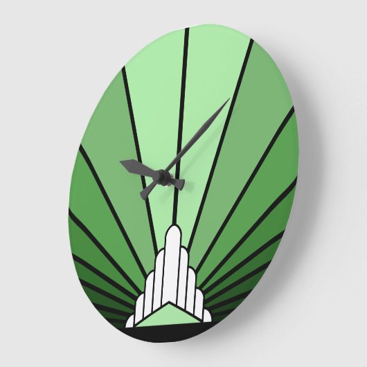 Art deco zon in groen Wandklok (Hoek)