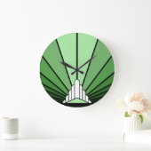 Art deco zon in groen Wandklok (Huis)