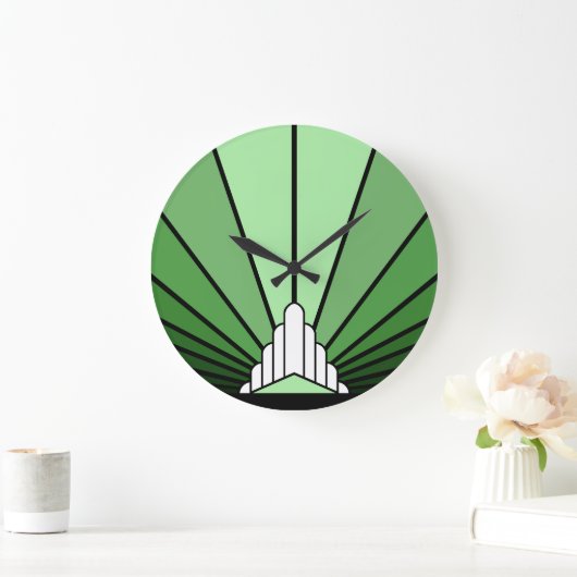 Art deco zon in groen Wandklok (Huis)