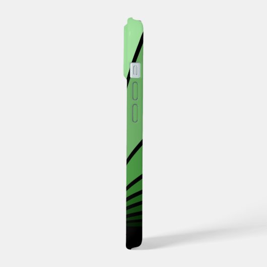 Art deco zon in het groen iPhone 15 case (Linkerkant)