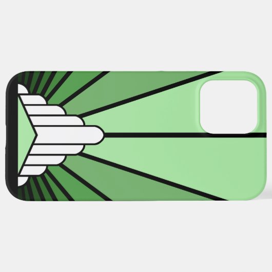 Art deco zon in het groen iPhone hoesje (Achterkant horizontaal)