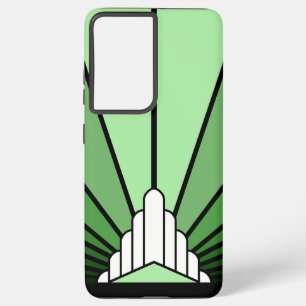 Art deco zon in het groen samsung galaxy hoesje