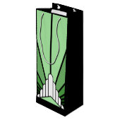 Art deco zon in het groen wijn cadeautas (Achterkant Gekanteld)