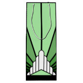 Art deco zon in het groen wijn cadeautas (Achterkant)