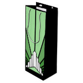 Art deco zon in het groen wijn cadeautas (Voorkant Gekanteld)