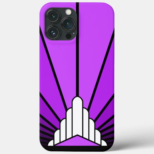 Art deco zon in het paarse Case-Mate iPhone case (Achterkant)