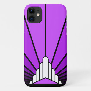 Art deco zon in het paarse Case-Mate iPhone case
