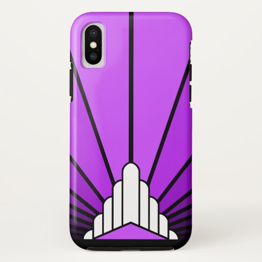 Art deco zon in het paarse Case-Mate iPhone case (Achterkant)