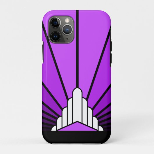Art deco zon in het paarse Case-Mate iPhone case (Achterkant)