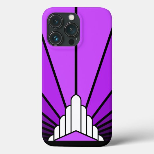 Art deco zon in het paarse Case-Mate iPhone case (Achterkant)