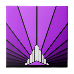 Art deco zon in het paarse tegeltje
