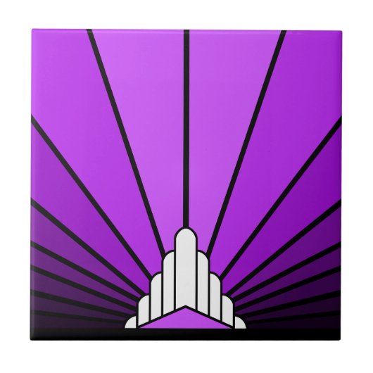 Art deco zon in het paarse tegeltje (Voorkant)
