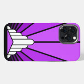 Art deco zon in paars iPhone hoesje (Achterkant horizontaal)