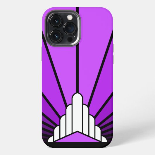 Art deco zon in paars iPhone hoesje (Achterkant)