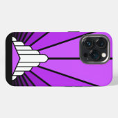 Art deco zon in paars iPhone hoesje (Achterkant horizontaal)