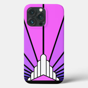 Art deco zon in paarse & roze Case-Mate iPhone case