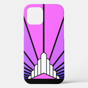 Art deco zon in paarse & roze Case-Mate iPhone case